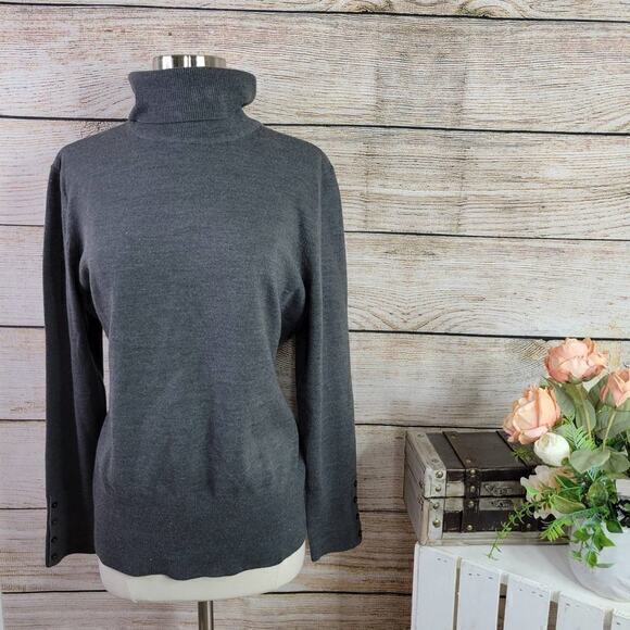 JM Collection Women’s‎ Gray Turtleneck Sweater Size Large - Picture 1 of 5